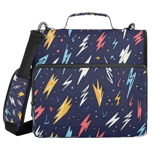 Kcldeci Verschiedene Lightning-Ordner mit 3 Ringen, 3,8 cm Reißverschluss, 500 Blatt, Trapperhalter, Organizer, Bindertasche mit Schultergurt, Fächermappen für Schule und Büro von Kcldeci