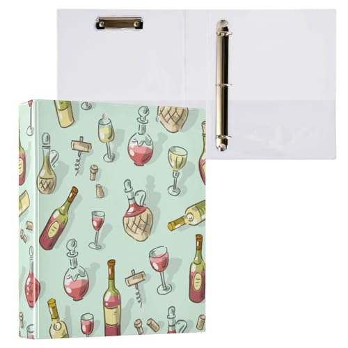 Kcldeci Wein- und Weinglas-Ordner mit 3 Ringen, 1 Packung, Klemmbretter, 3,8 cm, runder Ring für Briefgröße, Hardcover-Ordner für Schule, Büro und Zuhause Kcldeci Wein- und Weinglas-Ordner mit 3 Ringen, 1 Packung, Klemmbretter, 3,8 cm, runder Ring für Briefgröße, Hardcover-Ordner für Schule, Büro und Zuhause von Kcldeci
