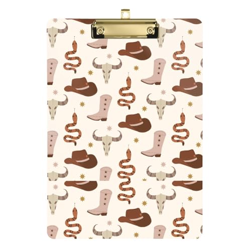 Kcldeci Western Boho America Tribal Cowboy Acryl-Klemmbretter A4 Briefgröße Klemmbrett für Klassenzimmer, Studenten, Lehrer, Frauen, Kinder, Gold, 30,5 x 22,9 cm von Kcldeci