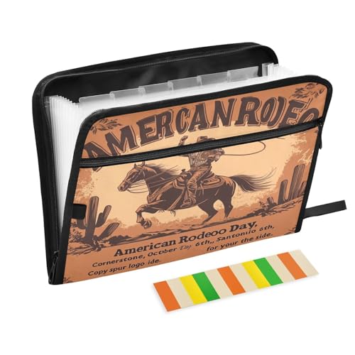 Kcldeci Western Rodeo Fächermappe Cowboy, 13 Taschen, Akkordeon-Aktenordner, A4, Briefgröße, Papier, Dokumente, Quittungen, Organizer, Akkordean-Aktenordner für Klassenzimmer, Zuhause, Büro und Reisen Kcldeci Western Rodeo Fächermappe Cowboy, 13 Taschen, Akkordeon-Aktenordner, A4, Briefgröße, Papier, Dokumente, Quittungen, Organizer, Akkordean-Aktenordner für Klassenzimmer, Zuhause, Büro und Reisen von Kcldeci