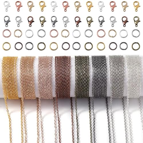 Kcvzitrds Gliederkette aus Legierung, 3 m, mit Verbindungsringen, Karabinerverschlüssen, Halsketten für die Herstellung von selbst und Zubehör Kcvzitrds Gliederkette aus Legierung, 3 m, mit Verbindungsringen, Karabinerverschlüssen, Halsketten für die Herstellung von selbst und Zubehör von Kcvzitrds