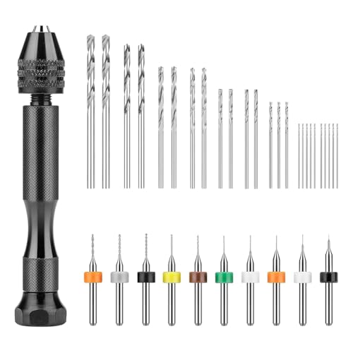 Kcvzitrds Handbohrmaschinen, Schraubstock mit 10 Mini-PCB-Bohrern und 25 Mikro-Typ-Spiralbohrern, für Polymerharz von Kcvzitrds