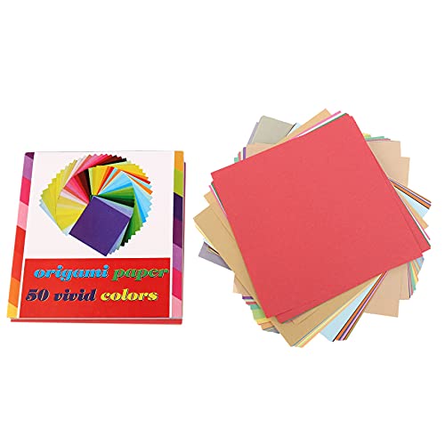Kcvzitrds Origami-Papier, 50 lebendige Farben, doppelseitig, 200 Blatt, hochwertig, 15 x 15 cm, für Bastel- und Handwerksprojekte – gleiche Farbe, auf beiden Seiten von Kcvzitrds