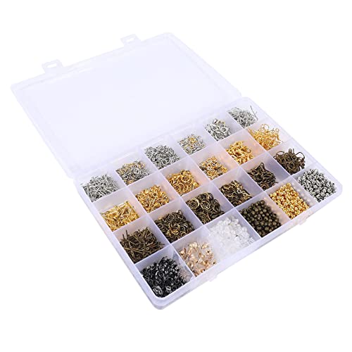 Kcvzitrds Set zur Herstellung von offenen Ringen, Hummerklammern, Quetschperlen, Augennadeln, Schraubnadeln, Haken und Rückseite für Ohrringe Kcvzitrds Set zur Herstellung von offenen Ringen, Hummerklammern, Quetschperlen, Augennadeln, Schraubnadeln, Haken und Rückseite für Ohrringe von Kcvzitrds