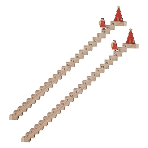 Kcvzitrds Weihnachtskalender zum Treppensteigen aus Holz, Countdown-Kalender, Weihnachtsmanntreppe, Countdown-Kalender, Weihnachts-Countdown-Dekoration (2 Stück) von Kcvzitrds
