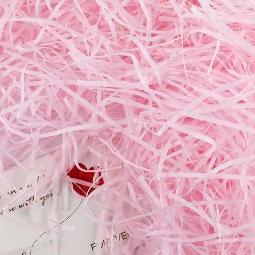 200g Rosa Raffiabast Geschreddertes Papier Für Geschenkbox Füllmaterial Geschenk, Füllmaterial Für Pakete Präsentkorb DIY Party Hamper Füllung von KdmNzoo