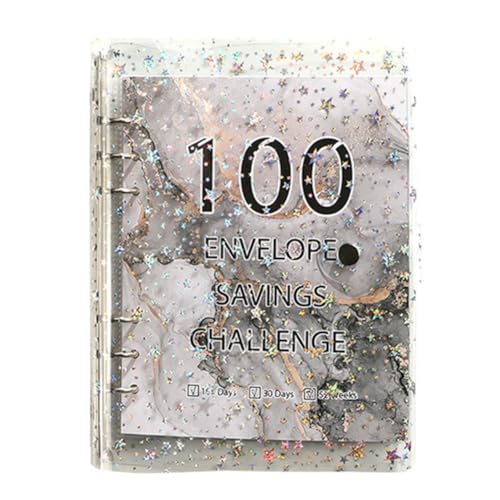 Kdouehg 100 Umschläge Challenge Binder Sparordner für Save 5050 mit Geldumschlägen für Budgetplanung in Schwarz von Kdouehg
