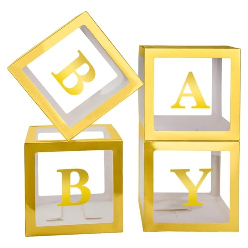 Kdouehg 4 Babyboxen für Babyparty, Goldene, Durchsichtige Ballonbox, Dekorationen Zur Enthüllung des Geschlechts und Geburtstagsdekorationen Kdouehg 4 Babyboxen für Babyparty, Goldene, Durchsichtige Ballonbox, Dekorationen Zur Enthüllung des Geschlechts und Geburtstagsdekorationen von Kdouehg