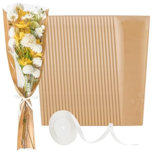 Kdouehg 50er-Pack Blumenhüllen für Blumensträuße, Blumenpapier, Kraftpapier, Blumenverpackungsbeutel mit Bändern für Floristen, Hochzeiten, Langlebig Kdouehg 50er-Pack Blumenhüllen für Blumensträuße, Blumenpapier, Kraftpapier, Blumenverpackungsbeutel mit Bändern für Floristen, Hochzeiten, Langlebig von Kdouehg