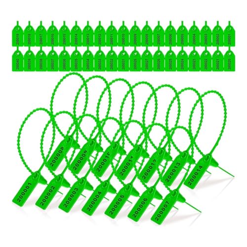 Kdouehg Manipulationssicheres Siegel Aus Kunststoff, Feuerlöscher-Etikett, Siegel, Sicherheitsnummer, Reißverschlusskragen, 250 mm Länge, 2000 Stück, Grün von Kdouehg