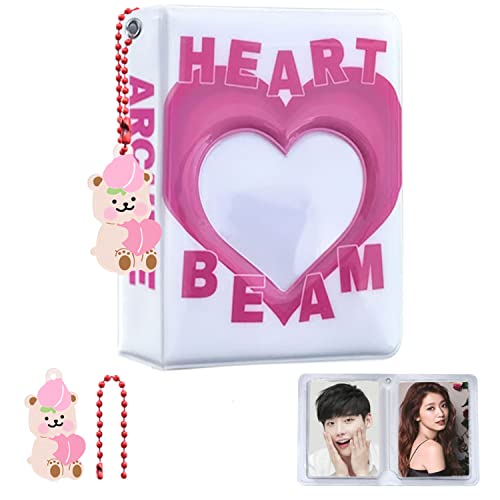 KeCool Kpop Photocard Binder, 3 Inch Kpop Photocard Holder Mini Fotoalbum Kpop Album, Love Heart Hollow Kpop Binder, 40 Pockets Photo Card Binder Holder with Lovely Pendant for Photo Collection von KeCool