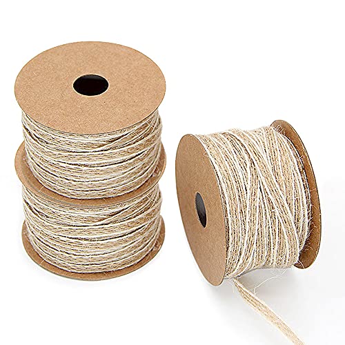 3 Rollen Juteband, Natürliche Geschenkband Vintage Stoff Jute Burlap Hessische Bänder, Natur Bastelband Dekoband für Nähen DIY Handwerk Hochzeit Party Deko Heimdekoration Breite 0,5 cm, Länge 10 M von KeHongHui