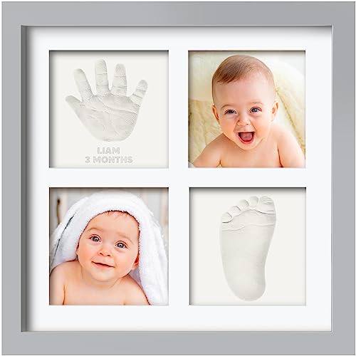 Baby Handabdruck und Fußabdruck Set - Baby Fussabdruck Set, Gipsabdruck Baby Hand und Fuß, Baby Fußabdruck Bilderrahmen, Handabdruck Baby Abdruckset, Fußabdruck Baby Set Neugeborene (Cloud Gray) von KeaBabies