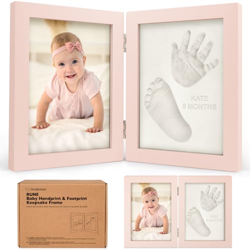 Baby Handabdruck und Fußabdruck Set - Baby Geschenke für Mädchen, Jungen - Personalisierte Baby Fussabdruck Set, Neugeborenen-Handabdruck Baby Abdruckset, Gipsabdruck Baby Bilderrahmen (Petal Pink) von KeaBabies
