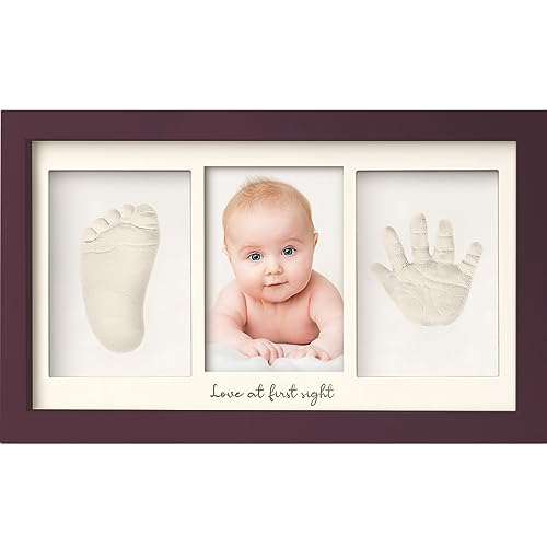 Baby Handabdruck und Fußabdruck Set - Gipsabdruck Baby Hand und Fuß für Neugeborene - Handabdruck Baby Bilderrahmen ​- Fußabdruck Baby Gipsabdruck Set - Baby Dusche Baby Abdruckset (Auburn) von KeaBabies