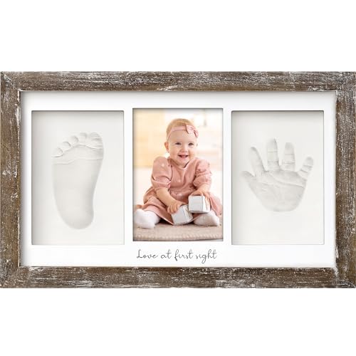 Baby Handabdruck und Fußabdruck Set - Gipsabdruck Baby Hand und Fuß für Neugeborene - Handabdruck Baby Bilderrahmen ​- Fußabdruck Baby Gipsabdruck Set - Baby Dusche Baby Abdruckset (Barnwood) von KeaBabies