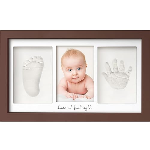 Baby Handabdruck und Fußabdruck Set - Gipsabdruck Baby Hand und Fuß für Neugeborene - Handabdruck Baby Bilderrahmen ​- Fußabdruck Baby Gipsabdruck Set - Baby Dusche Baby Abdruckset (Cedar) von KeaBabies