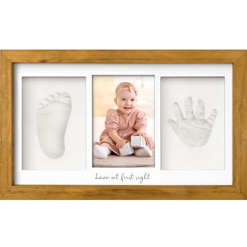 Baby Handabdruck und Fußabdruck Set - Gipsabdruck Baby Hand und Fuß für Neugeborene - Handabdruck Baby Bilderrahmen ​- Fußabdruck Baby Gipsabdruck Set - Baby Dusche Baby Abdruckset (Golden Wheat) von KeaBabies