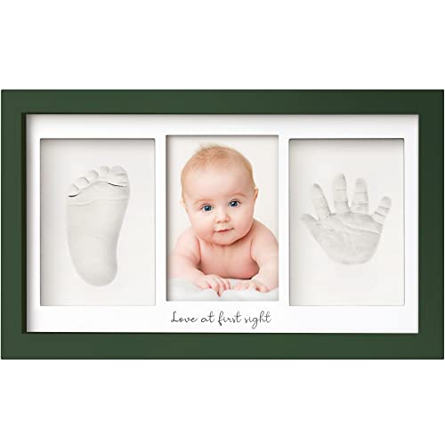 Baby Handabdruck und Fußabdruck Set - Gipsabdruck Baby Hand und Fuß für Neugeborene - Handabdruck Baby Bilderrahmen ​- Fußabdruck Baby Gipsabdruck Set - Baby Dusche Baby Abdruckset (Hunter Green) von KeaBabies