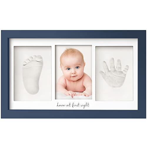 Baby Handabdruck und Fußabdruck Set - Gipsabdruck Baby Hand und Fuß für Neugeborene - Handabdruck Baby Bilderrahmen ​- Fußabdruck Baby Gipsabdruck Set - Baby Dusche Baby Abdruckset (Midnight Blue) von KeaBabies