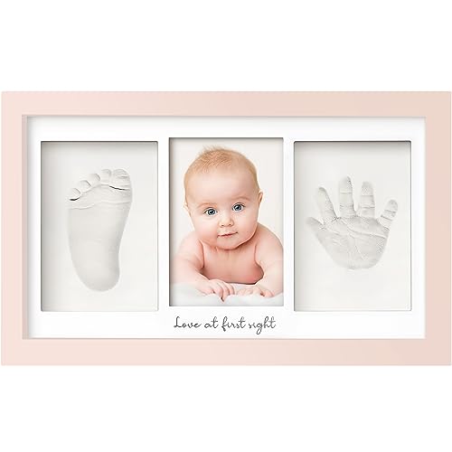 Baby Handabdruck und Fußabdruck Set - Gipsabdruck Baby Hand und Fuß für Neugeborene - Handabdruck Baby Bilderrahmen ​- Fußabdruck Baby Gipsabdruck Set - Baby Dusche Baby Abdruckset (Petal Pink) von KeaBabies