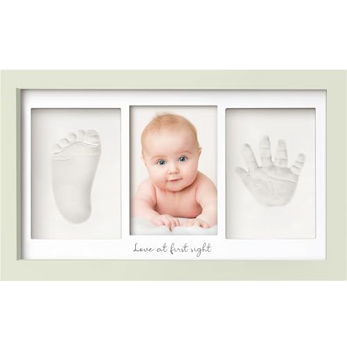 Baby Handabdruck und Fußabdruck Set - Gipsabdruck Baby Hand und Fuß für Neugeborene - Handabdruck Baby Bilderrahmen ​- Fußabdruck Baby Gipsabdruck Set - Baby Dusche Baby Abdruckset (Sage) von KeaBabies