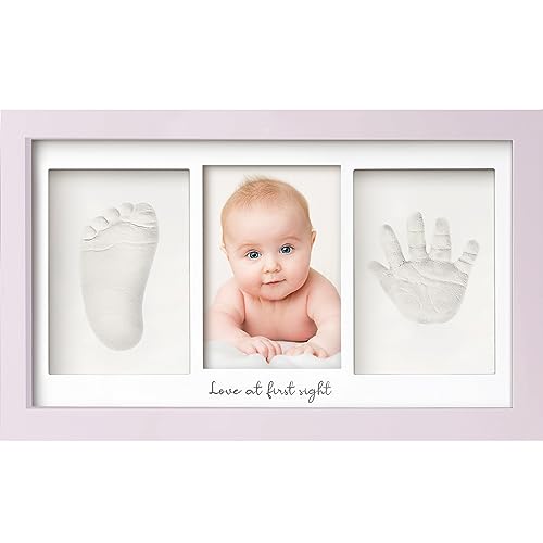 Baby Handabdruck und Fußabdruck Set - Gipsabdruck Baby Hand und Fuß für Neugeborene - Handabdruck Baby Bilderrahmen ​- Fußabdruck Baby Gipsabdruck Set - Baby Dusche Baby Abdruckset (Soft Lilac) von KeaBabies