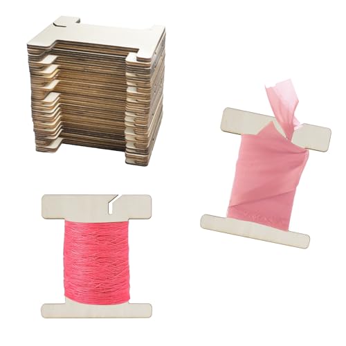 50 Stück Farbband Spulen Holzspule Ribbon Storage Organizer Stickgarn Spulen Garnwickler für Aufbewahrung Halterung Kreuzstich Nähbedarf 100x87x2 mm von KeaJuidy
