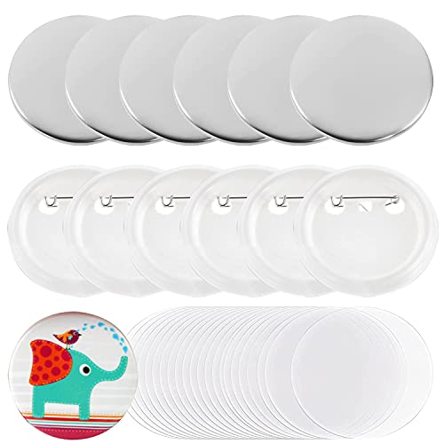 58mm Abzeichen Taste Nadel-Pin Brosche Spangen Stift Scheibe Base Pad Lünette Leer Cabocho Tabletts Rücken Bar für Korsage Namensschilder und DIY Handwerk Herstellung Maschine (98 Stück) von KeaJuidy