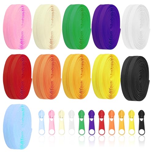 Keadic 121 Stück 2.8 mm Reißverschlüsse Set,22.4 m Nylon-Endlos-Reißverschluss-Set mit Schieber und Reißverschluss, für Nähen, Basteln und Tasche– 11 Farben Keadic 121 Stück 2.8 mm Reißverschlüsse Set,22.4 m Nylon-Endlos-Reißverschluss-Set mit Schieber und Reißverschluss, für Nähen, Basteln und Tasche– 11 Farben von Keadic
