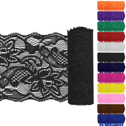 Keadic 12PCS 3,15 "Breite 5 Yards lange Spitze Elastische Trim Elastische Spitze Stoff Stretch Elastische Spitze Nähen Spitze Trim Elastic Lace Ribbon Floral Pattern für Nähen Handwerk DIY (Schwarz) Keadic 12PCS 3,15 "Breite 5 Yards lange Spitze Elastische Trim Elastische Spitze Stoff Stretch Elastische Spitze Nähen Spitze Trim Elastic Lace Ribbon Floral Pattern für Nähen Handwerk DIY (Schwarz) von Keadic
