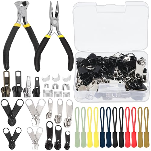 Keadic 144Pcs #3#5#8 Reißverschluss Reparatur Kit enthält Reißverschlüsse Verlängerung Pull, Reißverschluss Kopf unten Stop und Top Stop, Reißverschluss Ersatz mit Installationszange Keadic 144Pcs #3#5#8 Reißverschluss Reparatur Kit enthält Reißverschlüsse Verlängerung Pull, Reißverschluss Kopf unten Stop und Top Stop, Reißverschluss Ersatz mit Installationszange von Keadic