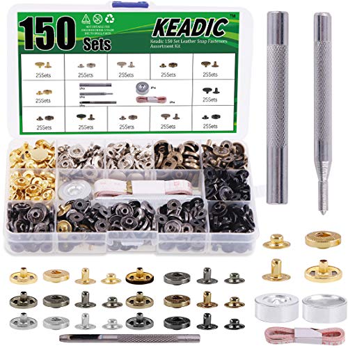 Keadic 150 Set Druckknopf Kupfer Druckknöpfe Bronze Kleidung Snaps Taste mit Fixierwerkzeug Kit,Metall Druckknöpfe ohne nähen,für Kleidung, Jacken, Jeans, Armbänder, Taschen Keadic 150 Set Druckknopf Kupfer Druckknöpfe Bronze Kleidung Snaps Taste mit Fixierwerkzeug Kit,Metall Druckknöpfe ohne nähen,für Kleidung, Jacken, Jeans, Armbänder, Taschen von Keadic