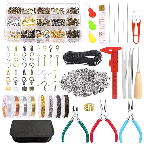 Keadic 1587-teiliges Schmuckherstellungszubehör-Set enthält Schmuckzange, Perlendraht, Kordelende, Biegeringe, Karabinerverschlüsse, Ohrringhaken, Schraubösennadeln für Erwachsene und Anfänger Keadic 1587-teiliges Schmuckherstellungszubehör-Set enthält Schmuckzange, Perlendraht, Kordelende, Biegeringe, Karabinerverschlüsse, Ohrringhaken, Schraubösennadeln für Erwachsene und Anfänger von Keadic