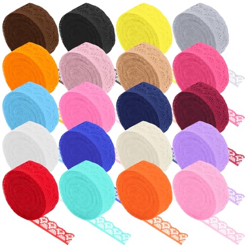 Keadic 20 Rollen 1,5 cm Spitzenband, Single Side Spitze Trim,Lace Trim, Mixed Color Floral Pattern Fabric, Gemischte Farbe Blumenmuster Stoff Spitzenband, für Geschenkverpackung Keadic 20 Rollen 1,5 cm Spitzenband, Single Side Spitze Trim,Lace Trim, Mixed Color Floral Pattern Fabric, Gemischte Farbe Blumenmuster Stoff Spitzenband, für Geschenkverpackung von Keadic