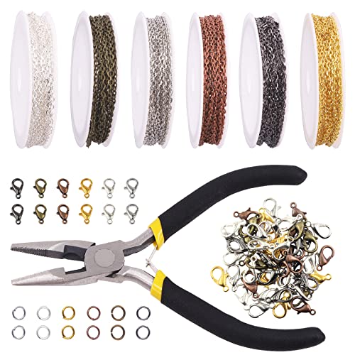 Keadic 247 Stück 2 mm 3 mm 5 mm Gliederketten-Sortiment-Set mit offenen Binderingen, Karabinerverschlüssen und Schmuckzange, Kettenverlängerung, Armbänder, Ohrringe von Keadic