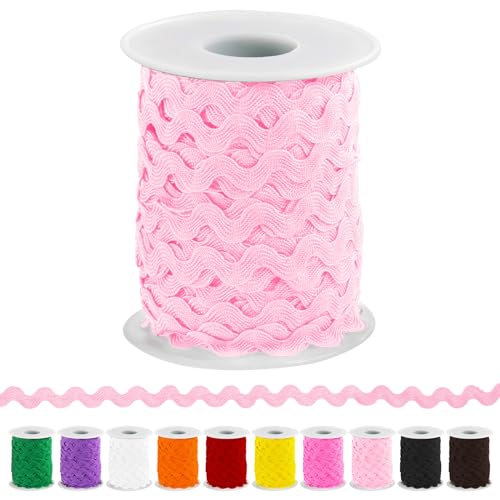 Keadic 27 Yard/25m Welle Biegen Fransen Trim, 5mm/0,2 Zoll Rack Spitze Band für Nähen Kleidung Kleid Verschönerung Party Dekoration Craft Supply (Rosa) von Keadic