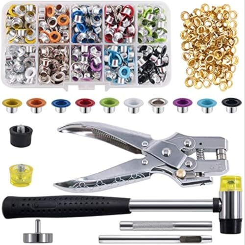 Keadic 406 pcs Ösenzange Set, talifoca Ösenset, Öse Tülle und Einstellung Kit mit 3/16" 11 Farben Metalltüllen, Öse Punch Zange, Loch Punch und Hammer für Leder Tuch Schuh Taschen Handwerk Keadic 406 pcs Ösenzange Set, talifoca Ösenset, Öse Tülle und Einstellung Kit mit 3/16" 11 Farben Metalltüllen, Öse Punch Zange, Loch Punch und Hammer für Leder Tuch Schuh Taschen Handwerk von Keadic