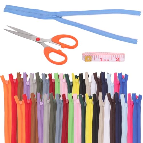 Keadic 42 Stück 11.8 Zoll Misch Nylon unsichtbare Reißverschlüsse, Invisible Zippers 30CM,handgefertigte Reißverschlüsse Set für Schneider Kanalisation Näh Handwerk Handwerker Spezial (20 Farben) von Keadic