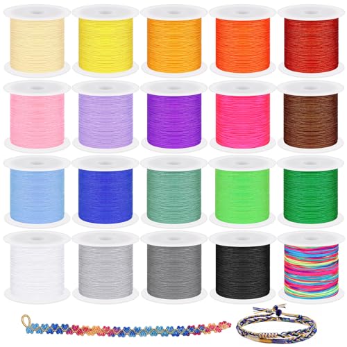 Keadic 437 Yards / 400 Meter Nylonstränge für Armbänder Machen, 20 Rollen 0,8mm Satin Seide Chinese Knotting Cord Beading Thread für Freundschaft Armbänder Quasten Halsketten Schmuck Crafting Keadic 437 Yards / 400 Meter Nylonstränge für Armbänder Machen, 20 Rollen 0,8mm Satin Seide Chinese Knotting Cord Beading Thread für Freundschaft Armbänder Quasten Halsketten Schmuck Crafting von Keadic
