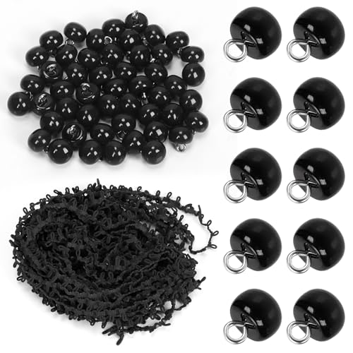 Keadic 51Pcs Black Half Pearl Buttons Set 10 mm Mushroom Half Round Buttons with Sewing Shank Kit for DIY Crafts von Keadic