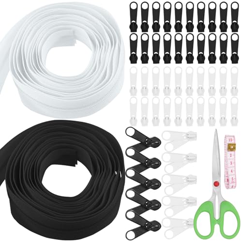 Keadic 62Pcs 30 Yards Schwarz Weiß #5 Nylon Spule Reißverschlüsse mit 50 Pull-Köpfe, Schere, Lineal für DIY Schneider Kleidung nähen, Tasche, Geldbeutel Herstellung Keadic 62Pcs 30 Yards Schwarz Weiß #5 Nylon Spule Reißverschlüsse mit 50 Pull-Köpfe, Schere, Lineal für DIY Schneider Kleidung nähen, Tasche, Geldbeutel Herstellung von Keadic