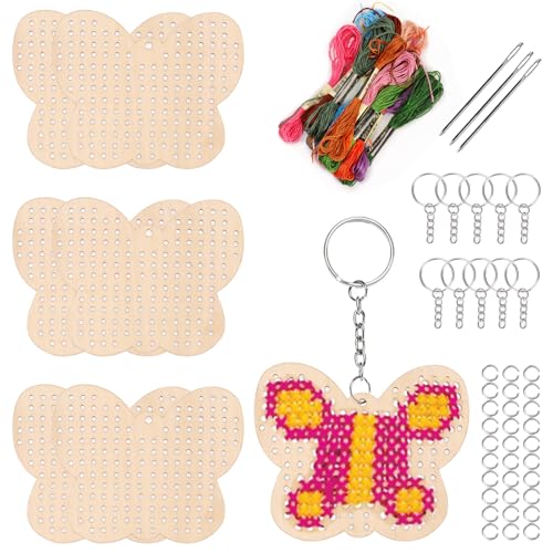Keadic 64 Stück Btterfly Form Holz Kreuznäht Kits, machen Sie Ihre eigenen 10 Kreuznäht Schlüsselanhänger,Wooden Cross Stitch Kits, Holz Nähset, Kunst & Handwerk Sterne für Anfänger, Mädchen Keadic 64 Stück Btterfly Form Holz Kreuznäht Kits, machen Sie Ihre eigenen 10 Kreuznäht Schlüsselanhänger,Wooden Cross Stitch Kits, Holz Nähset, Kunst & Handwerk Sterne für Anfänger, Mädchen von Keadic