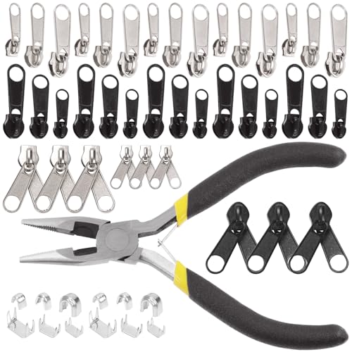Keadic 85Pcs #3#5#8 Reißverschlussreparatursätze mit Installationszange, 15Pcs untere Stopper, 39Pcs Metallreißverschluss für Jacken Mäntel Taschen Rucksack Zelte Keadic 85Pcs #3#5#8 Reißverschlussreparatursätze mit Installationszange, 15Pcs untere Stopper, 39Pcs Metallreißverschluss für Jacken Mäntel Taschen Rucksack Zelte von Keadic