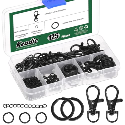 Keadic Key Chain Rings & Open Jump Rings Set, Key Chain Making Supplies for DIY Crafts (Black) von Keadic