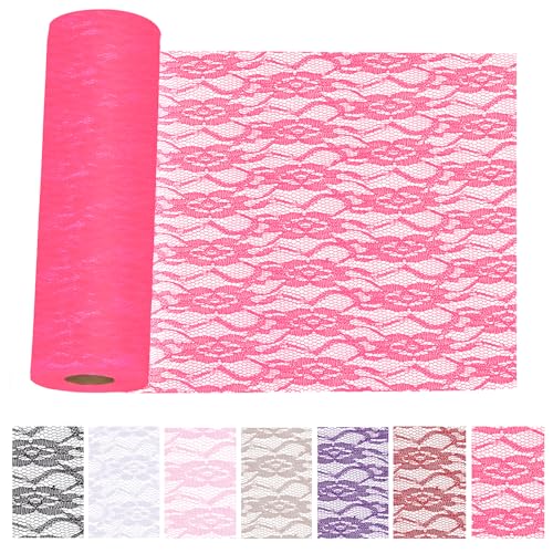 Keadic Lace Roll 12 in x 25 Yards Lace Ribbon Trim, Rose Rot Gestickte Boho Tischläufer, Spitzenrolle für Hochzeit Brautdusche Baby Dusche Party Tisch Dekoration, Rustikale Rose gestickte Boho Keadic Lace Roll 12 in x 25 Yards Lace Ribbon Trim, Rose Rot Gestickte Boho Tischläufer, Spitzenrolle für Hochzeit Brautdusche Baby Dusche Party Tisch Dekoration, Rustikale Rose gestickte Boho von Keadic