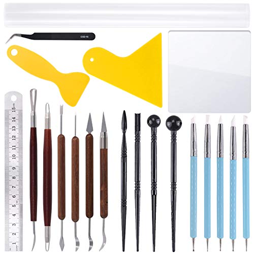 Keadic Modellierwerkzeug-Set, 21-teilig, inkl. doppelseitigem Holzmodellierwerkzeug, Kunststoff-Stifte, doppelendiges Design, Töpferwerkzeuge, Acryl-Tonrolle und Blatt, gelbe Tonschaber. Keadic Modellierwerkzeug-Set, 21-teilig, inkl. doppelseitigem Holzmodellierwerkzeug, Kunststoff-Stifte, doppelendiges Design, Töpferwerkzeuge, Acryl-Tonrolle und Blatt, gelbe Tonschaber. von Keadic