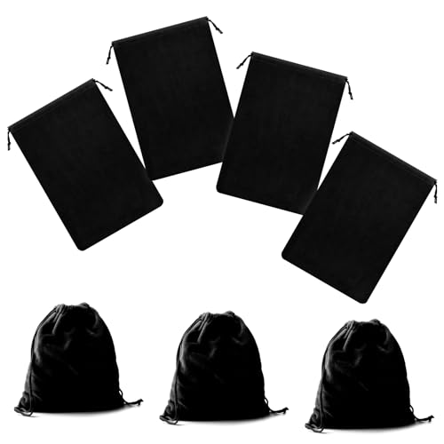 Keadic Silberne Aufbewahrungstaschen, schwarz, Anlaufschutz, Stoffbeutel für Schmuck, Besteck, Reinigungsschutz (20 x 30 cm), 4 Stück von Keadic