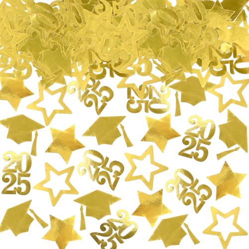 100 Stück 2025 Abschlusskonfetti, Congrat Graduate, Tischdekoration, Congrats Graduate, Abschlusszubehör, Dekor-Konfetti (Gold) von Keaziu