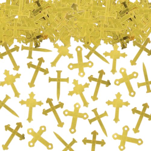 Konfetti, Gott Segen, Kreuz, Beten, Tisch-Konfetti-Dekorationen für Party, Babyparty, Geburtstag, Party, Dekorationen, Zubehör, 100 Stück (Gold 1) von Keaziu